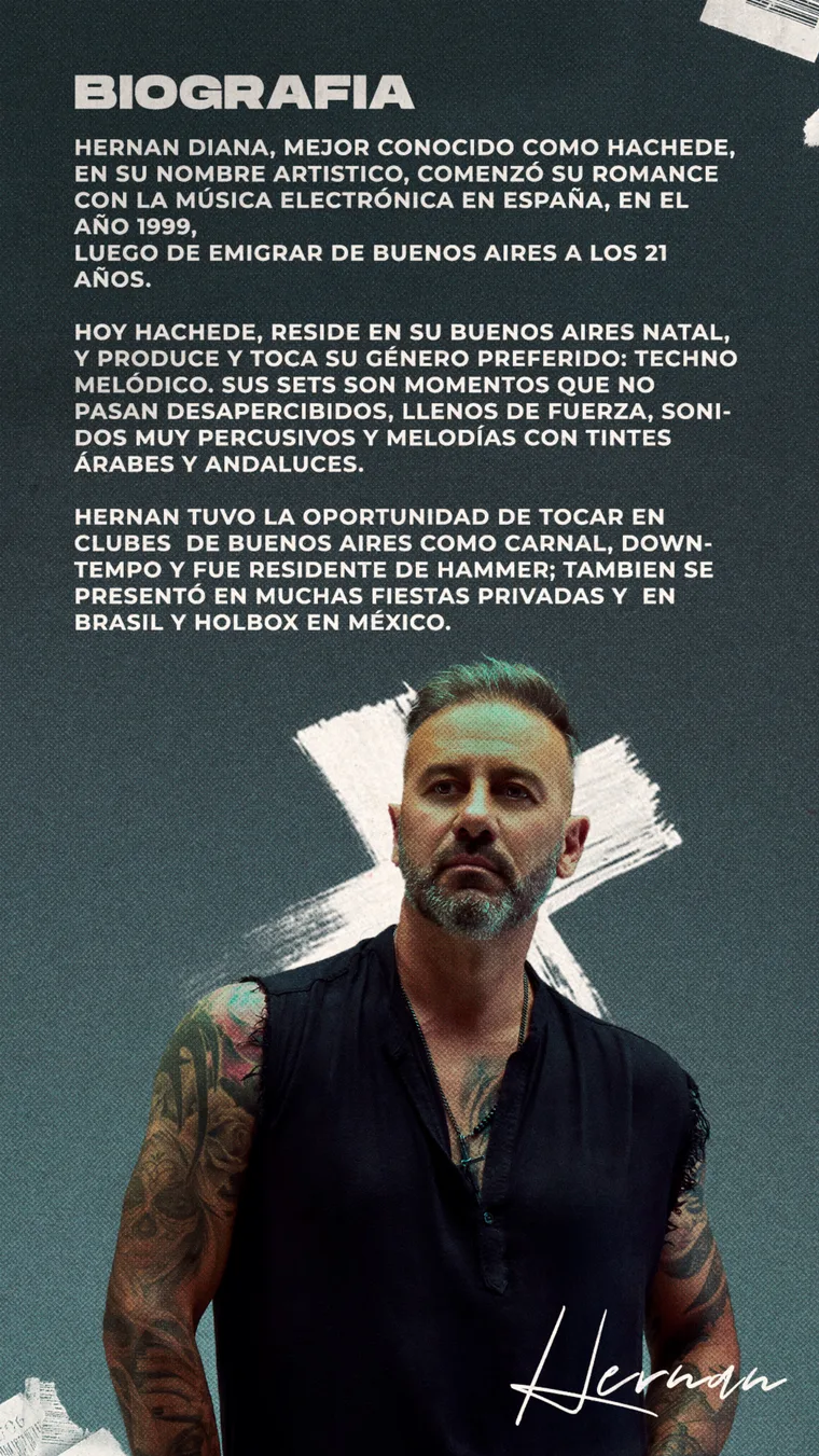 Página de biografía del presskit de Hachede